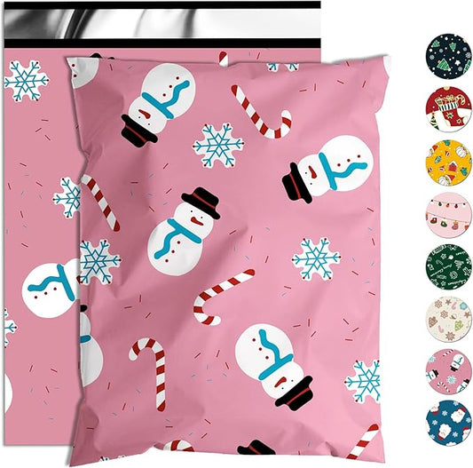 Christmas Poly Mailer 12x15.5 Inch 50 Pcs, Waterproof Shipping Bags for Clothing, Tear-Resistant Mailier, Strong Mailing With Self-Seal - Snowmen Printed-DeskLoop Office