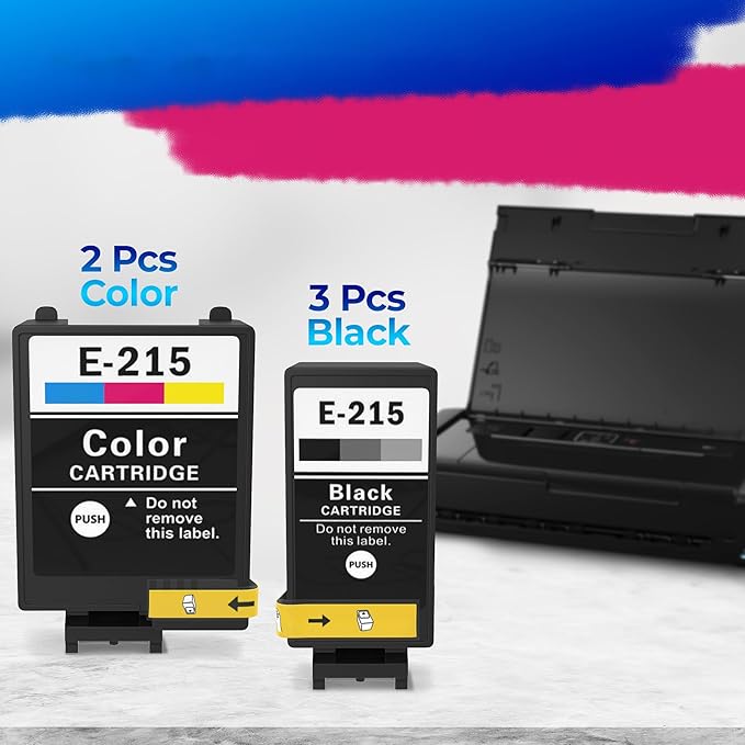 5-Pack Compatible Ink Cartridges – Includes 3 Black and 2 Tri-Color | Easy-to-Install Replacements for Inkjet Printers | Reliable Printing Performance, Vivid Colors, Sharp Tex-DeskLoop Office