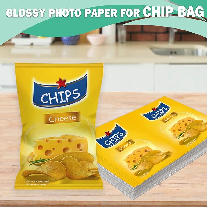 4x6 Glossy Photo Paper for Inkjet Printer, Thin Glossy Photo Paper for Chip Bags, 4R Photo Paper 36 lb, 100 Pack