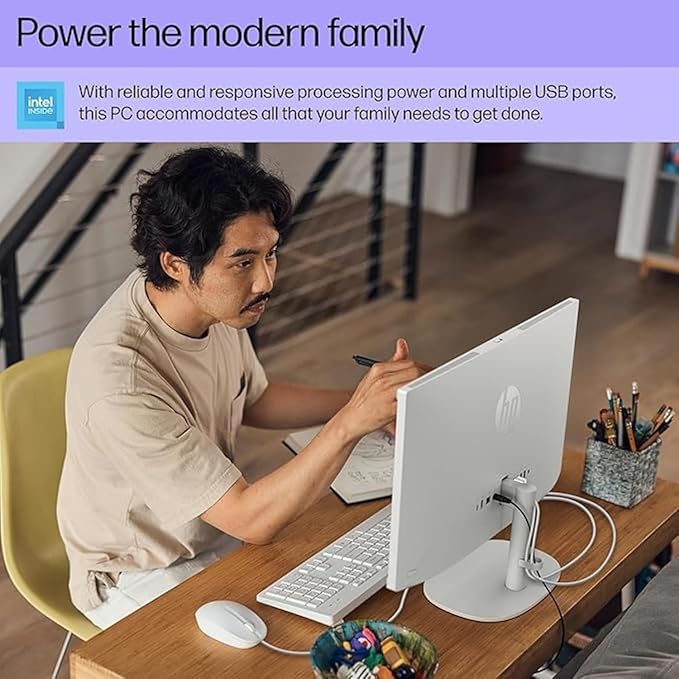 HP 22 inch FHD All-in-One Desktop Computer PC 2025 Flagship, 16GB RAM, 756GB Storage (256GB SSD + 500GB Ext), Intel Celeron CPU, Webcam, WiFi 6, HubxcelAccessory, Win 11 Pro, Lifetime Office 2024-DeskLoop Office