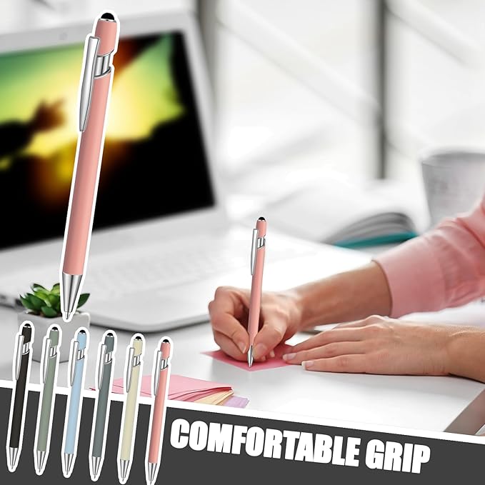 24 Pcs Blue Ink Ballpoint Pen with Stylus Tip 2 in 1 Ballpoint Pen 1.0 mm Blue Ink Metal Stylus Pen for Touch Screens Coworkers, Family, Colleagues, Office (Turquoise)-DeskLoop Office