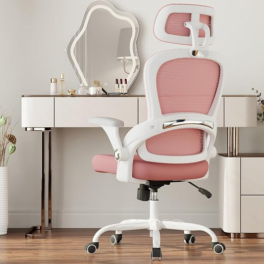 TRALT Office Chair - Ergonomic Office Chair with Back Support, Computer Chair - Home Office Desk Chairs, 330lbs Wide Seat Big and Tall Office Chairs with Headrest, Comfy Desk Chairs (Pink)-DeskLoop Office