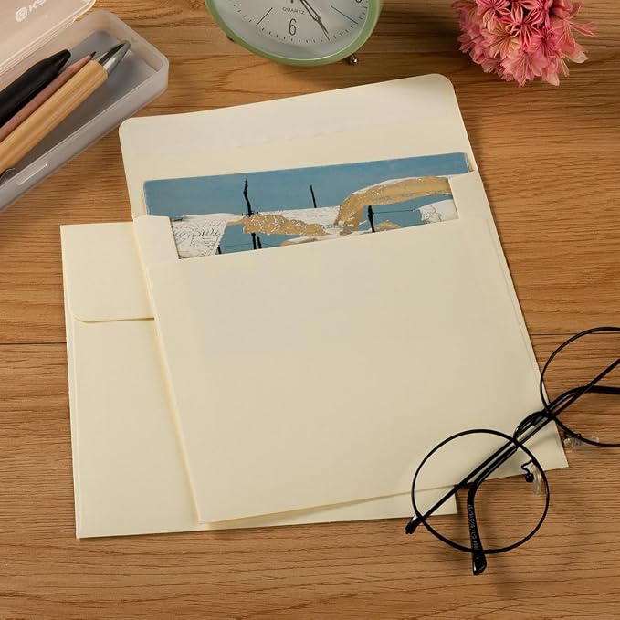 50 Pack 6 x 6 Square Envelopes Self Seal, Cream | - Image 7