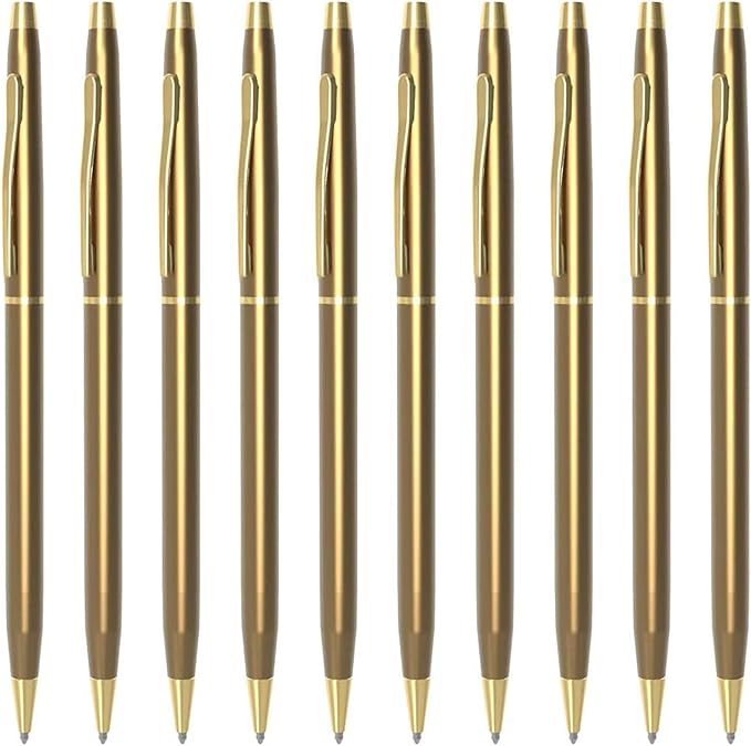 Cambond Ballpoint Pens Fancy Pens - Black Ink Bulk Pens 1.0 mm Medium Point Retractable Metal Pen Comfortable Writing for Men Women Police Uniform Office Business, 10 Pack (Champagne Gold)-DeskLoop Office