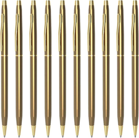 Cambond Ballpoint Pens Fancy Pens - Black Ink Bulk Pens 1.0 mm Medium Point Retractable Metal Pen Comfortable Writing for Men Women Police Uniform Office Business, 10 Pack (Champagne Gold)-DeskLoop Office