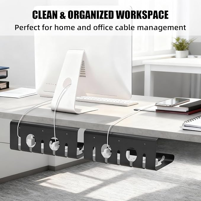2 Pack Under Desk Cable Management Tray, 16.5" L x 4.7" W x 6.8" H, Wire - Image 8