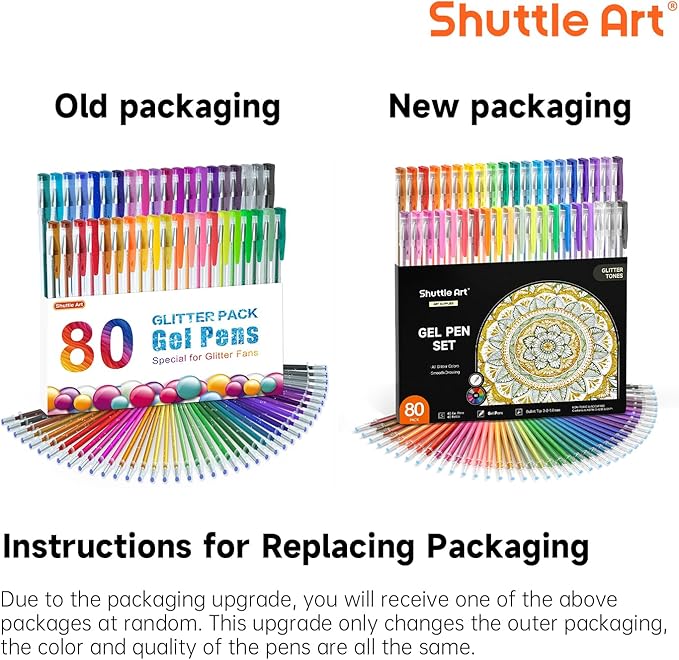 Shuttle Art 80 Pack Glitter Gel Pens, 40 Colors Glitter Gel Pens Set with 40 Refills for Adults Coloring Books Drawing Crafts Scrapbooking Journaling-DeskLoop Office