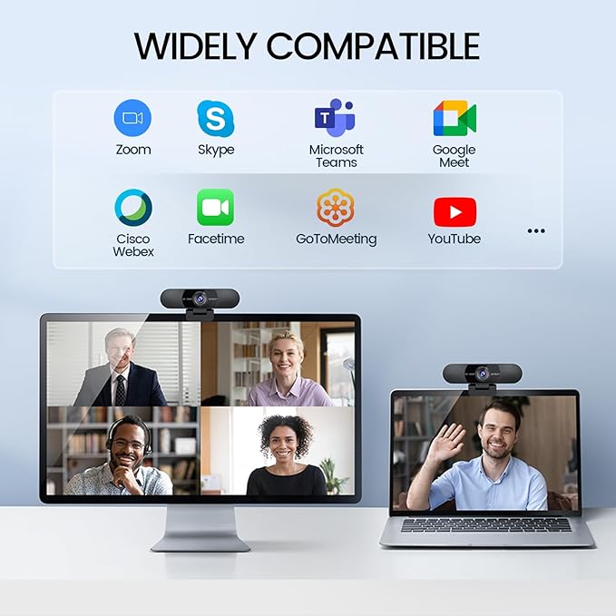 EMEET 1080P Webcam with Microphone, C960 Web Cam, 2 Mics, 90° FOV, USB Type-A & A-to-C Adapter, Plug&Play Computer Camera for Online Calling, Zoom/Teams/Facetime, Switch 2 Camera Support, 2025 Version-DeskLoop Office