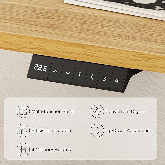 FLEXISPOT EN2 Whole-Piece Standing Desk with Clamp Power Strip, 55 x 28 Electric Stand Up Height Adjustable Desk with Cable Management (White Frame + 55" Maple Top, 2 Packages)-DeskLoop Office