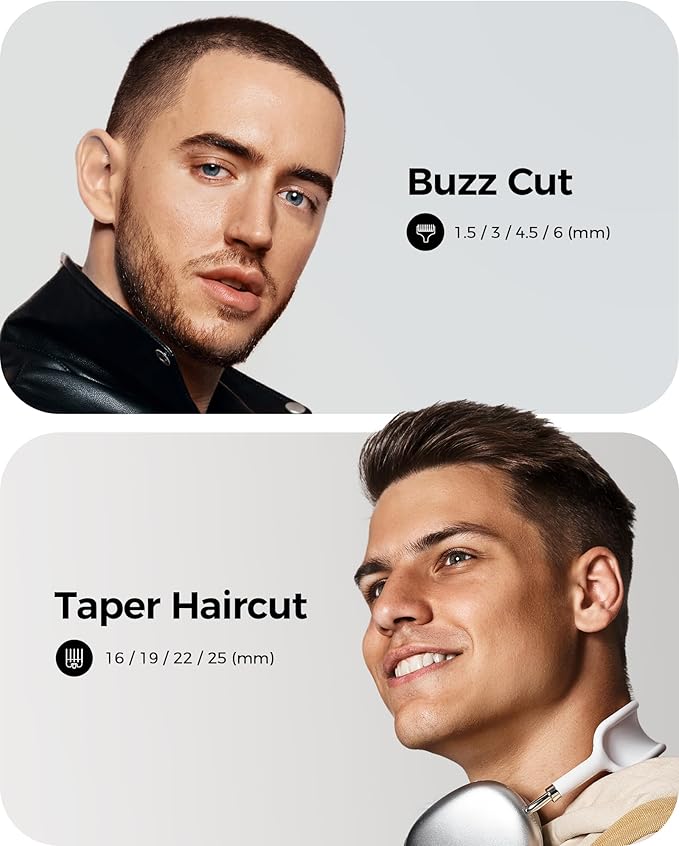 GLAKER Hair Clippers for Men Professional - Cordless Clippers and Trimmers Set, Complete Barber Kit for Hair Trimming & Beard Grooming, Mens Haircutting Kits for Blending & Fade Cuts (Silver)-DeskLoop Office