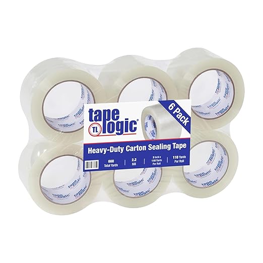 Tape Logic 3" x 110 yds Acrylic Packing Tape 2.2 Mil, Clear (6-Pack) Heavy Duty Packing Tape Rolls for Sealing Boxes at Home, Warehouse, & Office, Supplies for Packaging, Shipping, Moving-DeskLoop Office