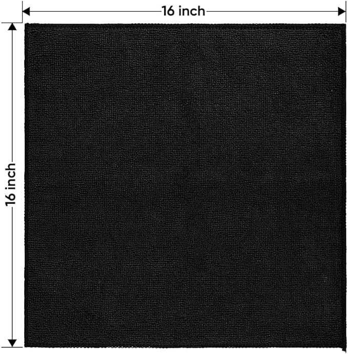 HOMEXCEL Microfiber Cleaning Cloths 12 Pack, Premium 16 x 16 inch Microfiber Towel for Cars, Ultra Absorbent Car Washing Cloth, Lint Free Streak Free Wash Cloths for Car, Kitchen, and Window, Black-DeskLoop Office