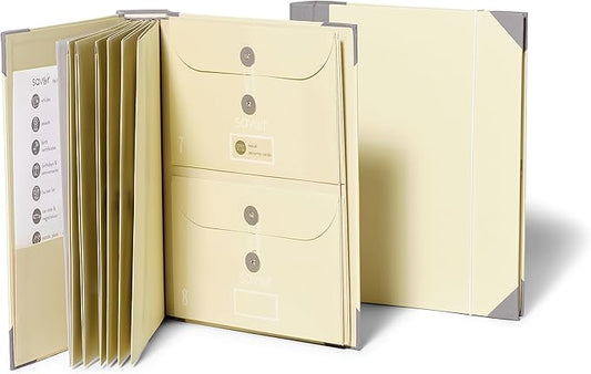 Savor | 2025 Edition The Folio™ Document Organizer | Custom Dyed Cloth-Bound Expanding File for Important Papers, Passports, Birth Certificates & More | Ideal for Home Organization & Graduation Gift-DeskLoop Office