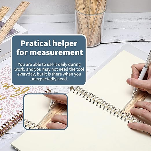10 Pack Wooden Ruler 12 Inch Rulers Bulk Wood Measuring Ruler Office Ruler 2 Scale-DeskLoop Office