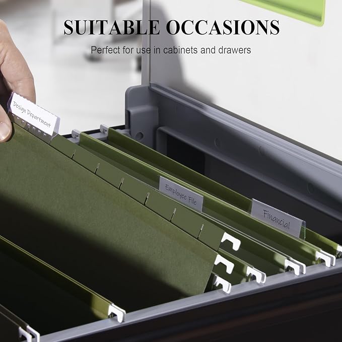 ViVin Hanging File Folders, 1/5-Cut Adjustable Tabs with 48 Per Box, 1 Inch Expansion, 48 Pack Letter Size Hanging File Folders, Designed for Office Home School Filing Cabinet(Green)-DeskLoop Office