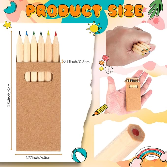 Faccito 10 Packs Mini Drawing Colored Pencils for Kids 3.5 Inch Portable Short Fat 6 Different color Pre Sharpened Pencils in Bulk for Children Painting Classroom School Supplies-DeskLoop Office