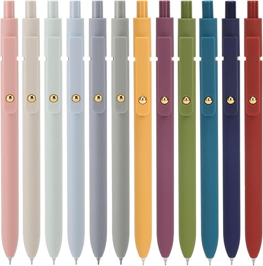 Ddaowanx Gel Pens, 12 Pcs 0.5mm Quick Dry Black Ink Pens Fine Point Smooth Writing Pens, Cute Office School Supplies Gifts for Women (12 Pcs Vintage+Morandi-Black Ink)-DeskLoop Office