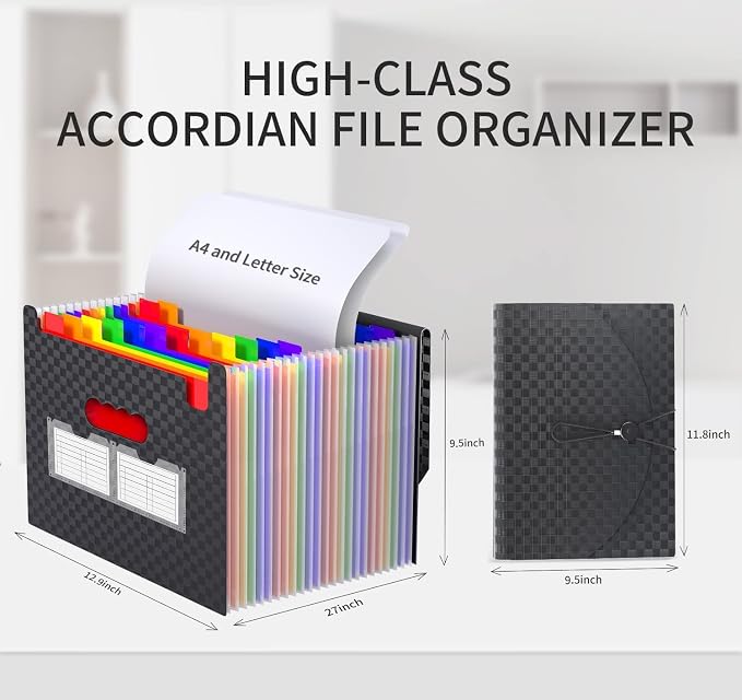 25 Pockets Accordion File Organizer Expanding File Folders, Expandable Document - Image 7