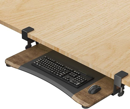 suptek Keyboard Tray Under Desk Pull Out with C Clamp Mount, Computer Keyboard & Mouse Tray, 25.6 (30 Including Clamps) x 11.8 inch Slide-Out Platform Computer Drawer for Typing, DSF1C-DeskLoop Office