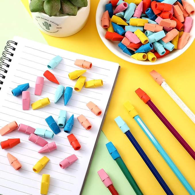 240 Pcs Pencil Top Erasers Cap Bulk Cute Pencil Toppers Erasers School Office Supplies for Students Teachers Art School Office Classroom Supplies(Bright Colors)-DeskLoop Office