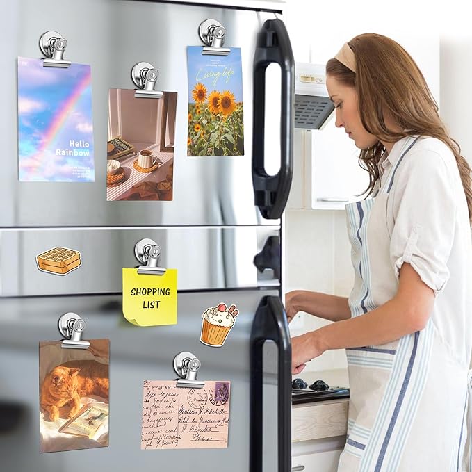 90 Pack Fridge Magnet Refrigerator Magnets, Strong Magnetic Clips Whiteboard Magnets, Magnet Clips Heavy Duty, Clip Magnets for Photo Displays, Home, Office, Classroom (Silver)-DeskLoop Office