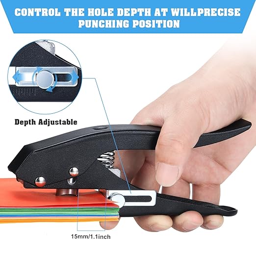 Hole Punch,Heavy Duty Hole Puncher Single,Paper Punch Portable Hand Held Long Hole Punch for Paper Cards Plastic Cardboard (10MM)-DeskLoop Office