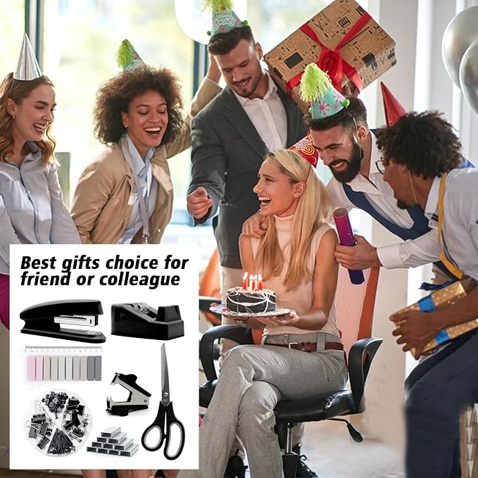 Black Office Supplies, Stapler and Tape Dispenser Set, Gift - Image 7
