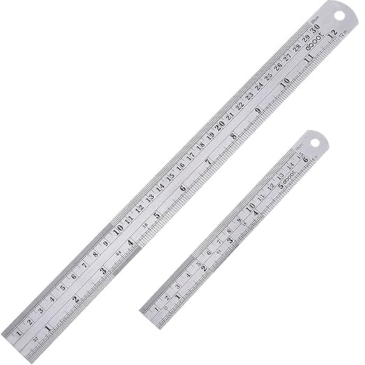Eboot Stainless 2 Pack Steel Ruler 6 Inch and 12 Inch Metal Rule Kit with Conversion Table-DeskLoop Office