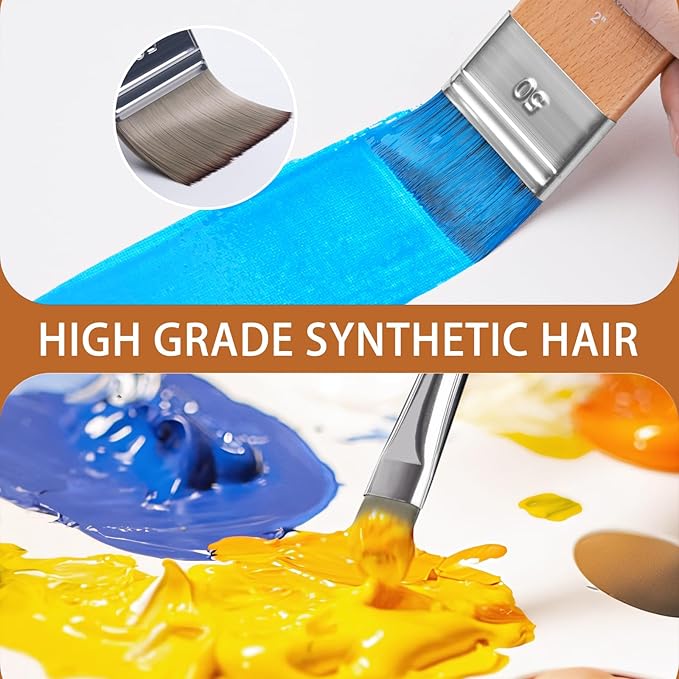 Fuumuui 26pcs Paint Brushes, Professional Acrylic Paint Brush Set Artists Complete Range of Sizes with Upgraded Short Handle Wide Flat & Palette Knife for Acrylic, Oil, Watercolor, Gouache-DeskLoop Office