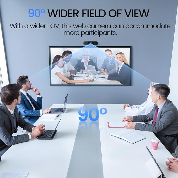 EMEET 1080P Webcam with Microphone, C960 Web Cam, 2 Mics, 90° FOV, USB Type-A & A-to-C Adapter, Plug&Play Computer Camera for Online Calling, Zoom/Teams/Facetime, Switch 2 Camera Support, 2025 Version-DeskLoop Office