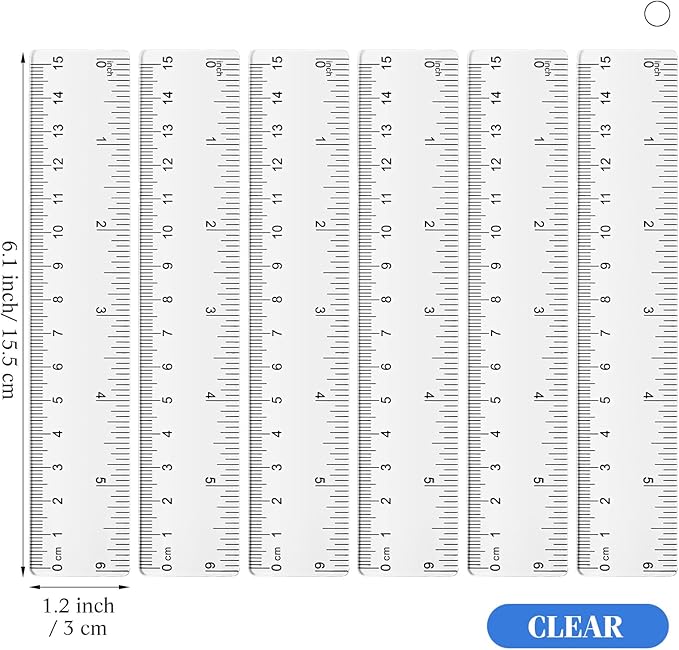 Zonon 6 Pcs 6 Inch Ruler Bulk Clear Plastic Flexible Straight Metric Rulers with Centimeters and Inches Drafting Measuring Tool for Classroom School Students Education-DeskLoop Office