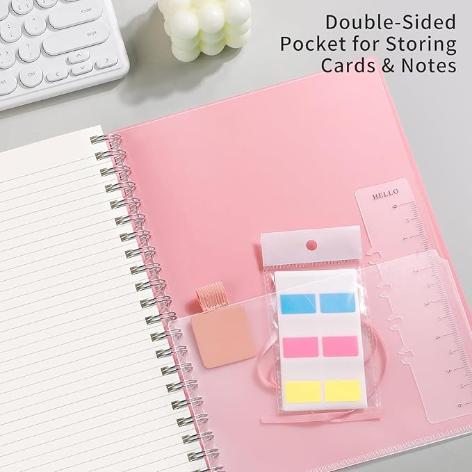 EMSHOI A5 Spiral Notebook College Ruled Lined Journal, Small 5.7" X 8.22", 300 Pages/150 Sheets, 100gsm Thick Paper, Waterproof Hardcover, for Office School Women Men Work Writing Notes-Pink-DeskLoop Office