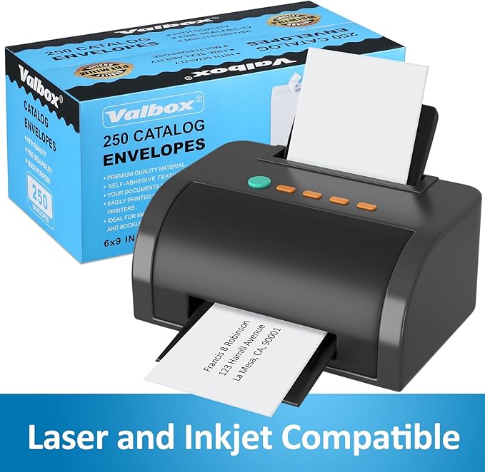 ValBox 6x9 Self Seal Security Catalog Envelopes 250 Count Small White Envelopes for Mailing, Storage and Organizing-DeskLoop Office