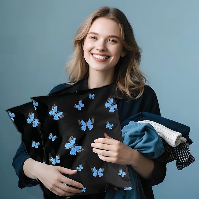 butterfly Poly Mailer 12x15.5 Inch 50 Pcs, Waterproof Shipping Bags for Clothing, Tear-Resistant Mailier Bags, Strong Mailing Bags with Self-Seal-DeskLoop Office