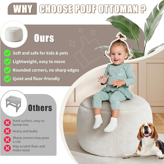 Gericco Round Stuffed Pouf Ottoman - Image 7