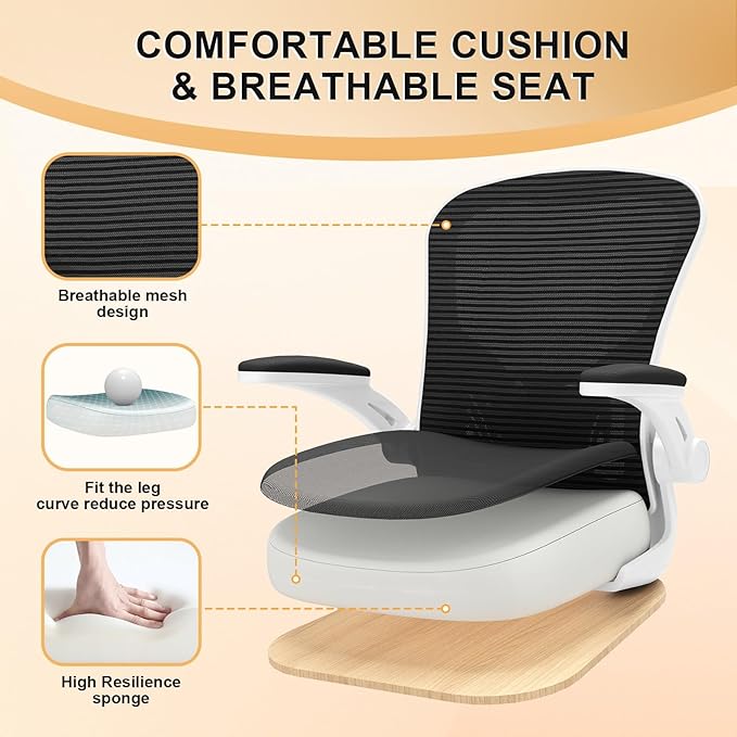 Office Chair, Ergonomic Desk Chairs 330LBS Capacity High Back Mesh Computer Chair with Flip-up Armrests, Comfy Work Chair with Adjustable Lumbar Support, Rolling Chair-DeskLoop Office