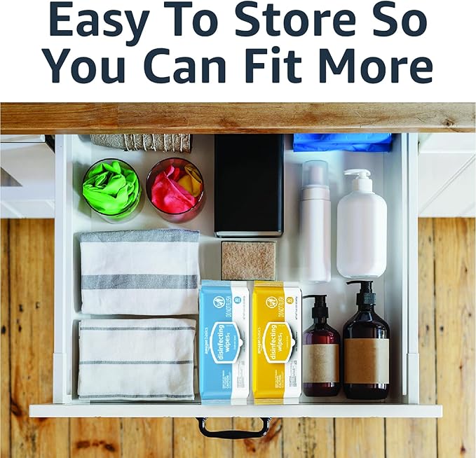 Amazon Basics Disinfecting Wipes, Lemon & Fresh Air Scent, Sanitizes/Cleans/Disinfects/Deodorizes, 320 Count (4 Packs of 80)-DeskLoop Office