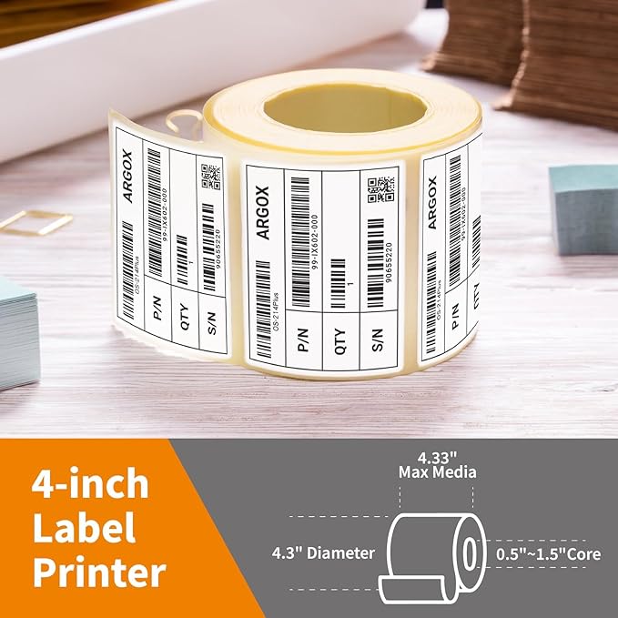 ARGOX OS-214plus Pro Thermal Label Printer 4x6 for Shipping, Barcode, Tags, USPS, UPS, FedEx|Direct & Thermal Transfer|USB, RS-232|Desktop Label Printer for Mailing, Packaging