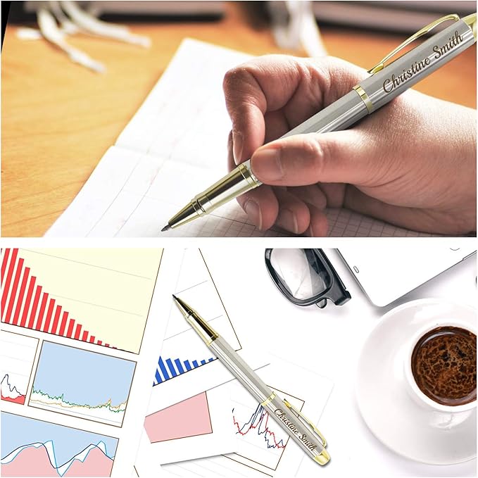 Amlion Personalized Pens Custom Engraved Pen with Name, Refillable Medium Refill, Personalized Gifts for Men Women-DeskLoop Office