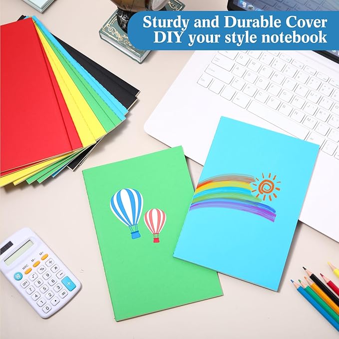 100 Pcs Kraft Notebook Journals 5.5 Inch x 8.3 Inch A5 Softcover Notebooks Bulk for Writing Sketch Office Notepad with 60 Pages 30 Sheets (Multicolor,Lined)-DeskLoop Office
