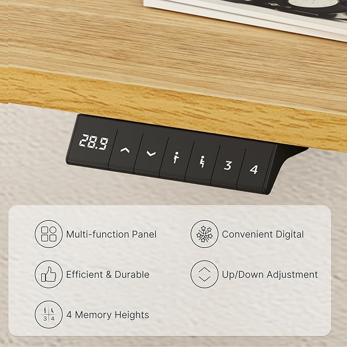 FLEXISPOT EN2 Whole-Piece Standing Desk with Clamp Power Strip, 48 x 24 Electric Stand Up Height Adjustable Desk with Cable Management (White Frame + 48" Maple Top)-DeskLoop Office