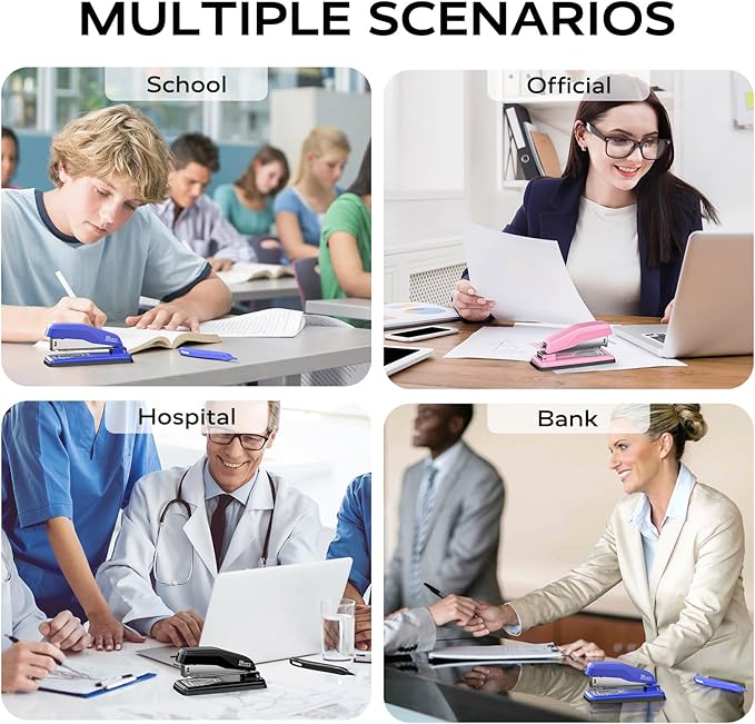 Desktop Stapler, Swing-Arm Swivel Stapler, 50 Sheet Capacity, 2000 Staples and Staple Remover, Rotatable Heavy Duty Staplers for Office, Home, Classroom, Booklet, Book Binding,Black-DeskLoop Office