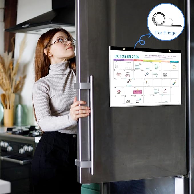 Gannyfer 2025-2026 Desk Calendar, Fridge Calendar Magnet, 18 Monthly Large Yearly Desktop/Wall Calendar, July 2025 - Dec 2026, with Plastic Cover Hanging String Corner Protectors, 17" x 12", Organizers for Office, Home and School (3 Sticker)-DeskLoop Office