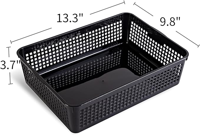 A4 Size Plastic Storage Basket,Desktop File Paper Letter Organizer Tray, 6-Packs (Black)-DeskLoop Office