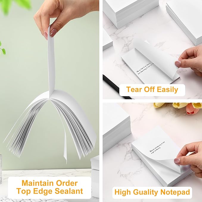 Fainne 3 x 5 Inch Paper Note Pads White Memo Pad Blank Writing Memo Scratch Paper for Waitress Waiter Book to Do Grocery List Small Notebook Restaurant Checkbook, White(40 Pack)-DeskLoop Office