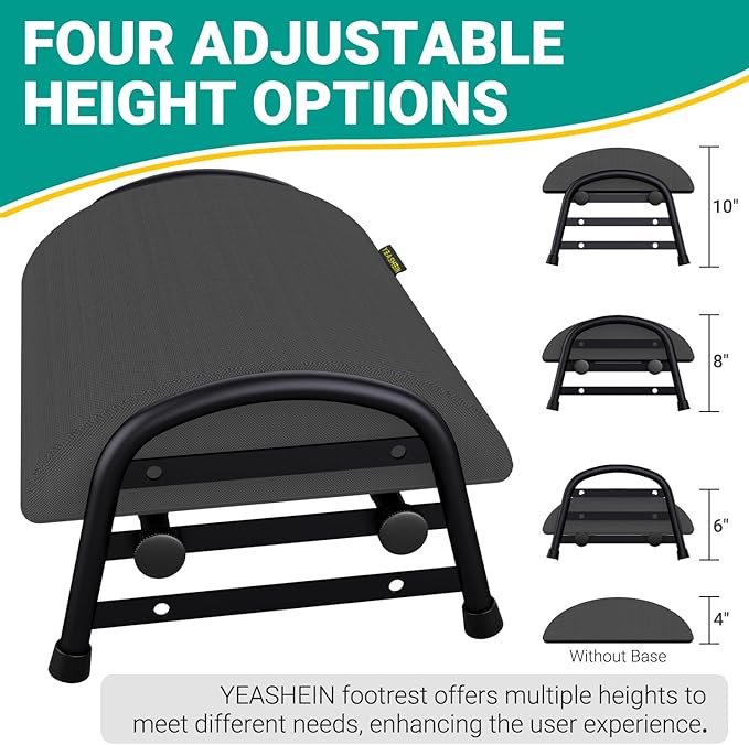 Comfortable Foot Stool for Desk, Adjustable Height Footrest with Washable Cover, Under Desk Foot Rest for Office-DeskLoop Office