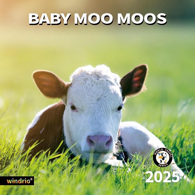 2025 Wall Calendar,Calendar 2025, January 2025 - December 2025, Wall Calendar Baby Moo Moos, 12" x 24" Opened,Full Page Months Thick & Sturdy Paper for Calendar Organizing & Planning-DeskLoop Office