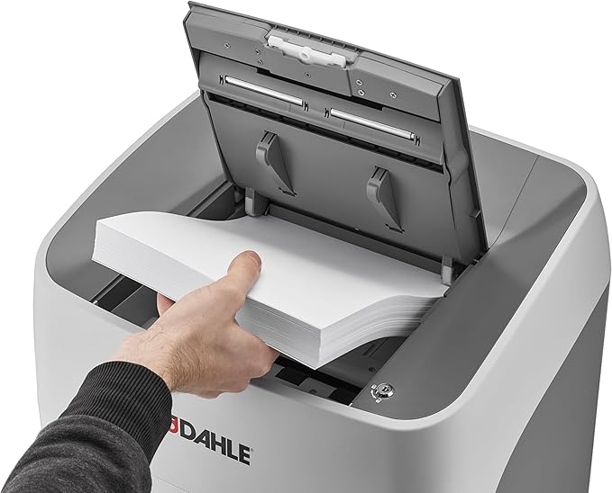 Dahle ShredMATIC SM 300 Auto-Feed Paper Shredder, Cross Cut, 300 Sheet Bin, German Engineered, Jam Protection, Oil Free, SmartPower, P-4 Security, Shreds CDs/Staples/Paper Clips/Credit Cards-DeskLoop Office