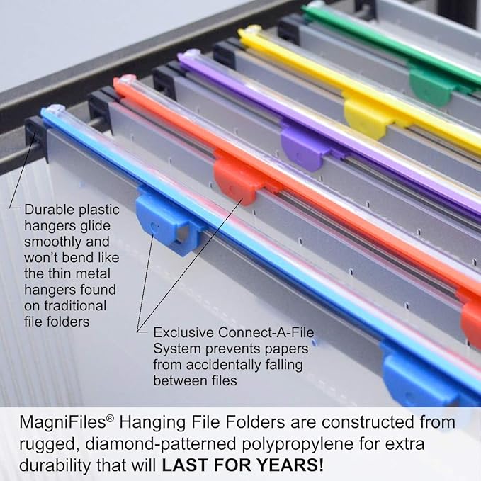 Ultimate Office MagniFile Hanging File Folders V- Bottom Letter Size with 11 inch Magnified Indexes That Double The Size of Your File Titles to Find Files Fast. (Set of 10 Frost)-DeskLoop Office