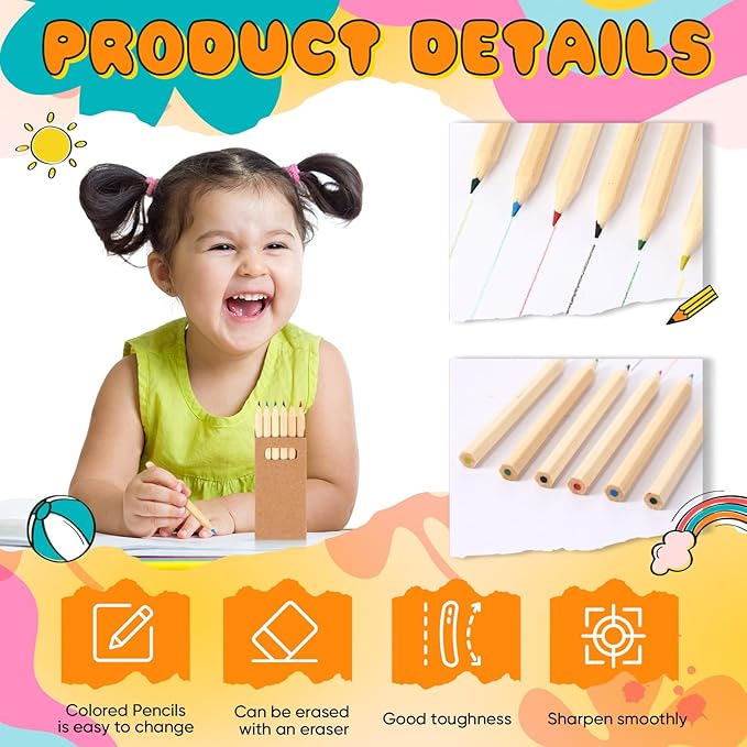 Faccito 10 Packs Mini Drawing Colored Pencils for Kids 3.5 Inch Portable Short Fat 6 Different color Pre Sharpened Pencils in Bulk for Children Painting Classroom School Supplies-DeskLoop Office